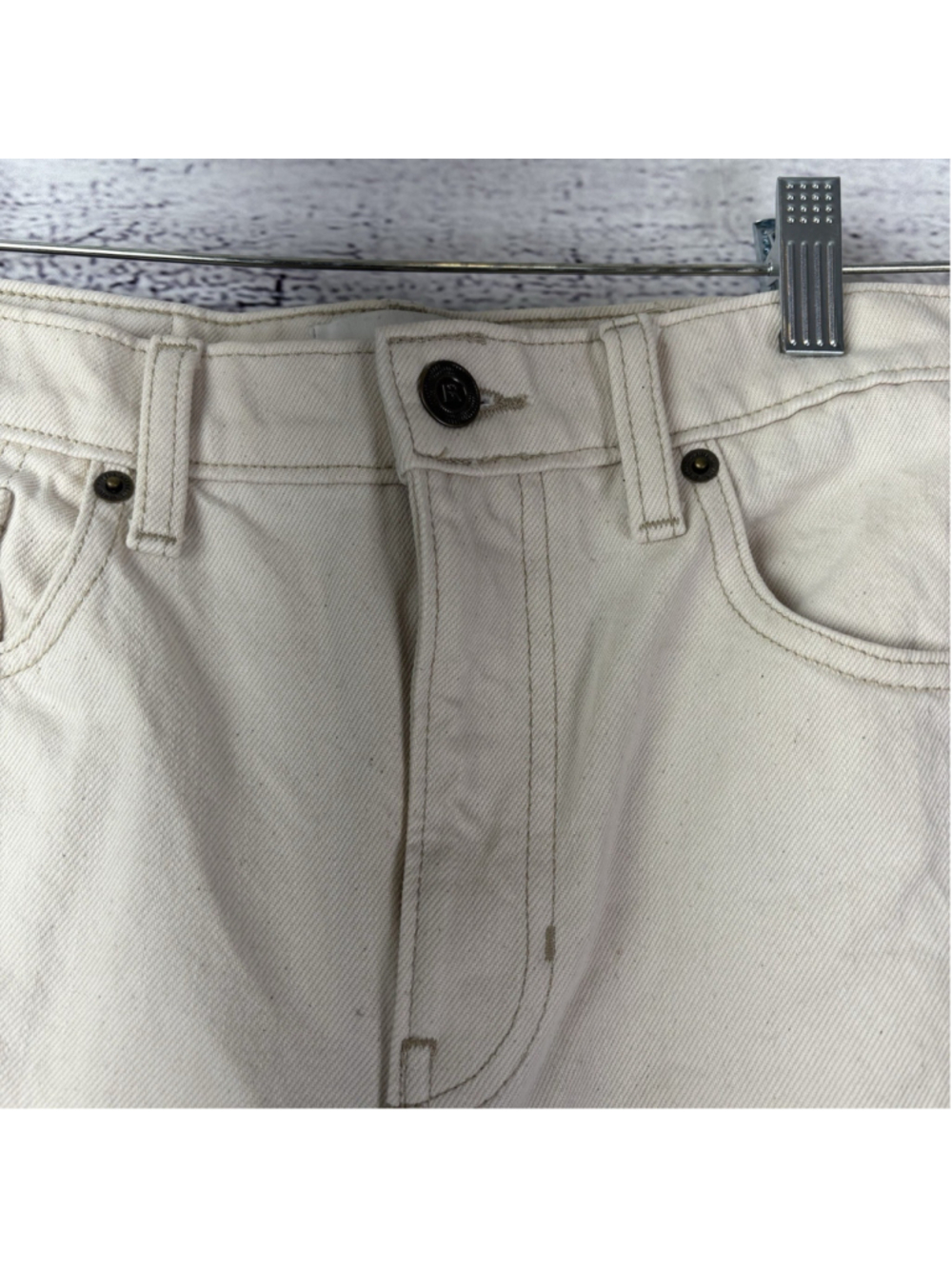 Banana Republic High Rise Rigid Wide Leg Jeans Off White Cream Denim Size 27P - Picture 5 of 10